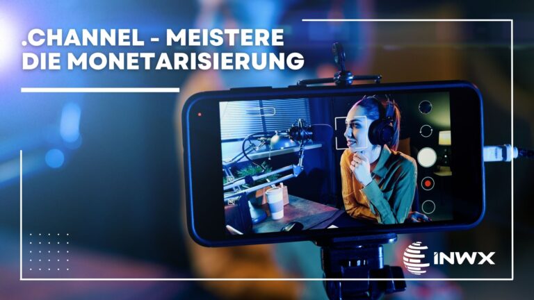 A mobile phone that is recording and on whose screen you can see a young woman sitting in front of a microphone. At the top left is the text “.CHANNEL - Master monetization”